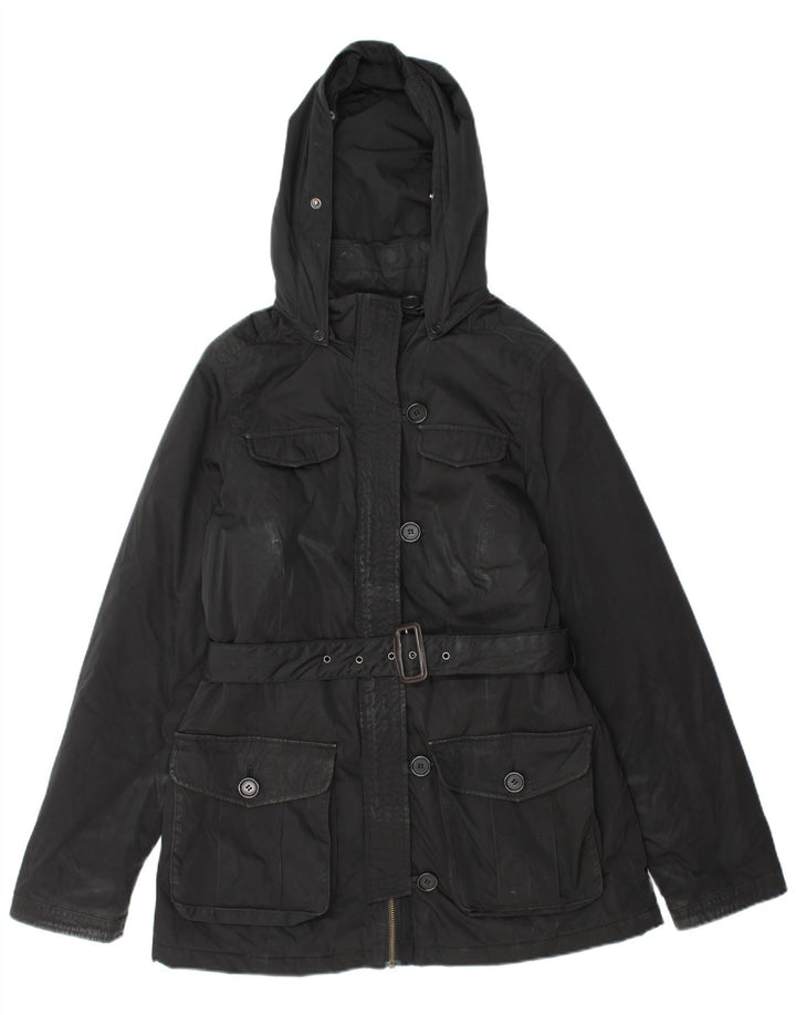 Jaqueta utilitária feminina Woolrich com capuz Reino Unido 14 poliéster preto médio