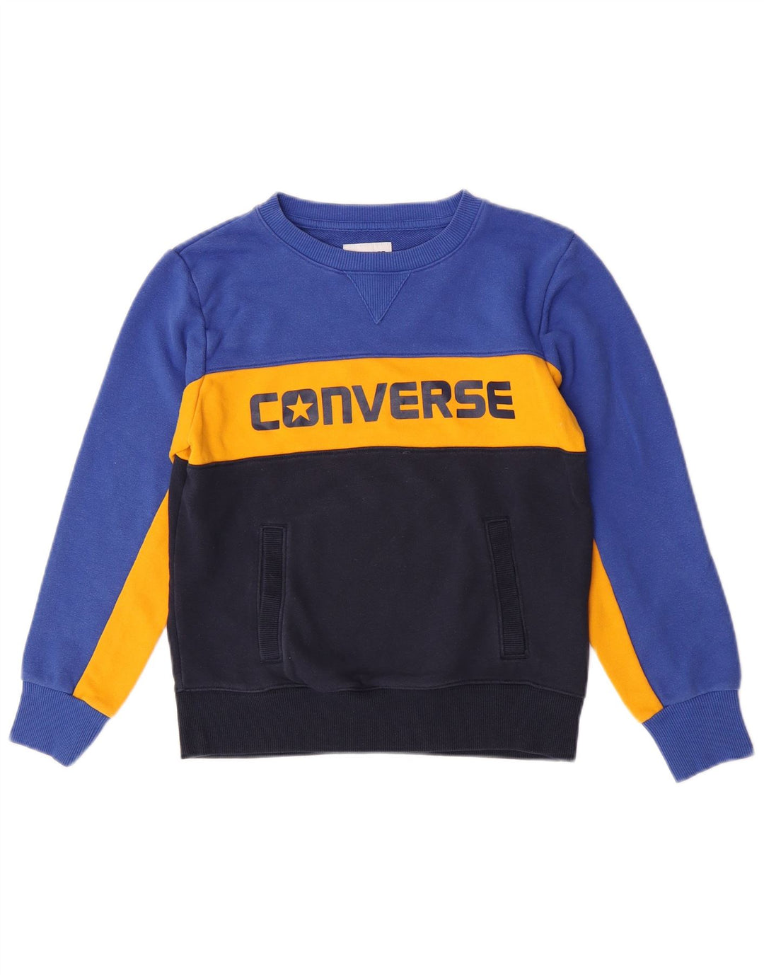 Converse Boys Graphic Sweatshirt Jumper 10-11 Anos Médio Azul Colorblock