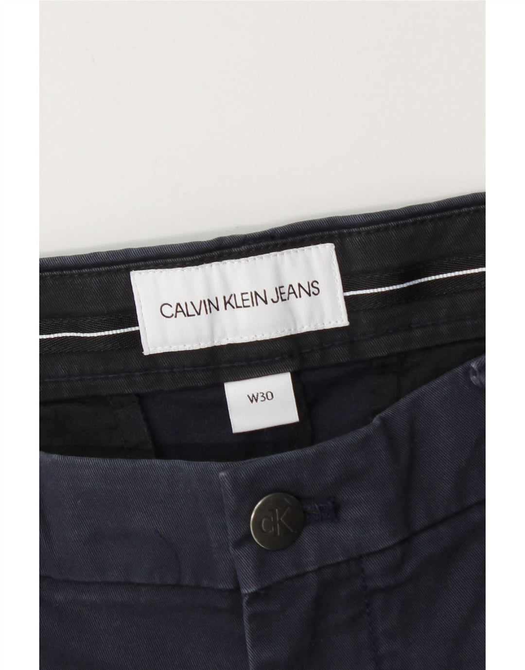 Calvin Klein Mens Chino Shorts W30 Médio Algodão Azul Marinho
