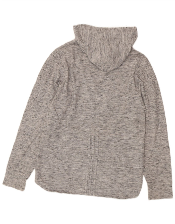 Top masculino com capuz Adidas manga comprida pequeno cinza manchado
