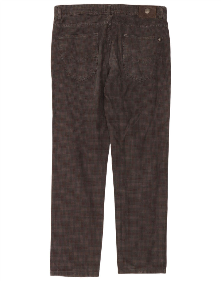 Trussardi Calça masculina reta casual W36 L32 cinza xadrez