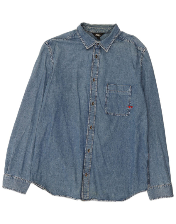Camisa jeans masculina Diesel XL azul algodão
