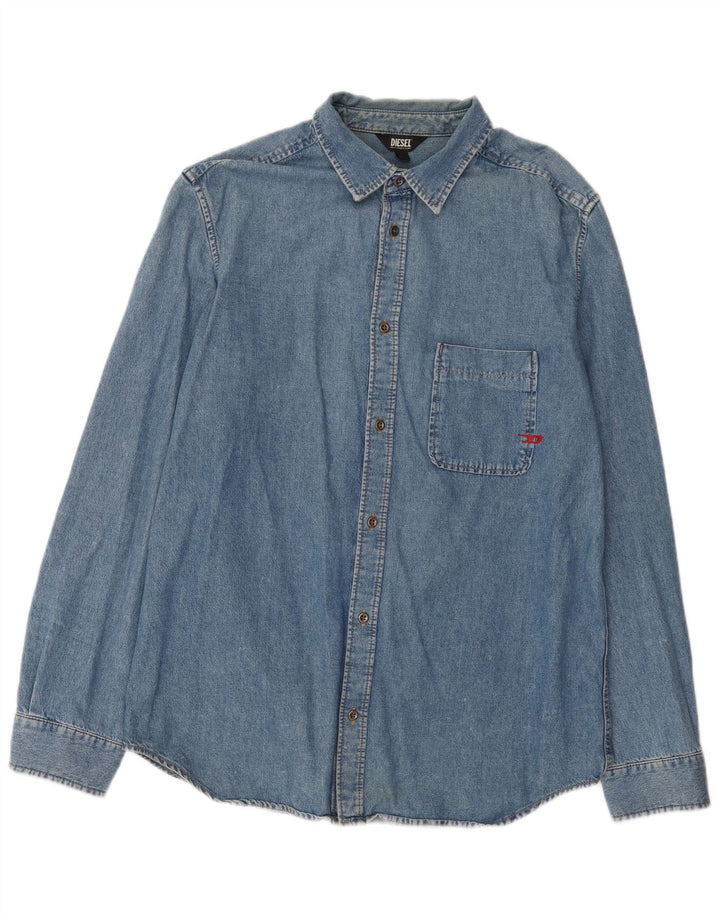 Camisa jeans masculina Diesel XL azul algodão