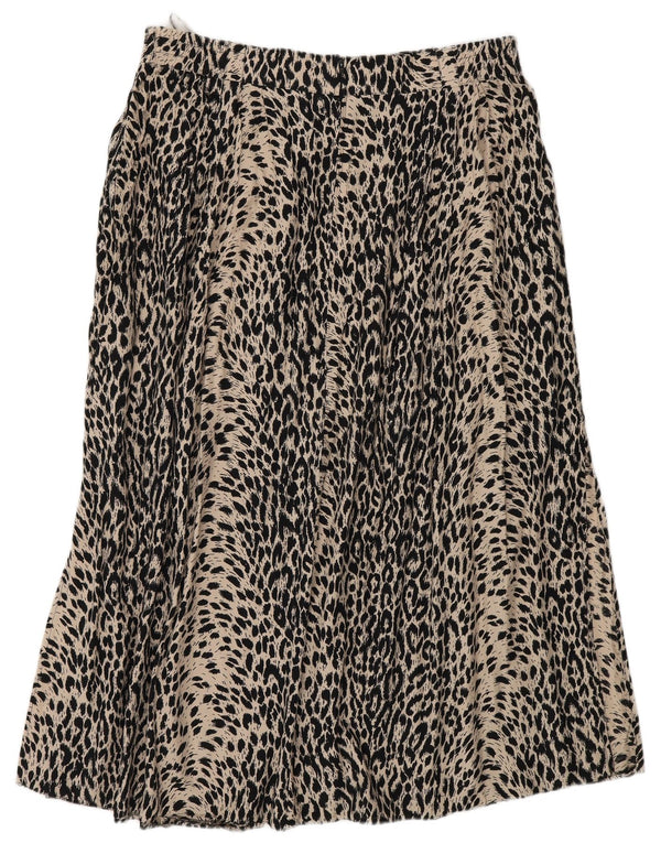 Saia feminina vintage linha A EU 46 XL W34 bege estampa animal poliamida