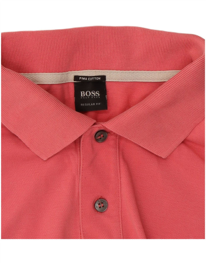 Camisa polo masculina Hugo Boss Regular Fit grande algodão vermelho