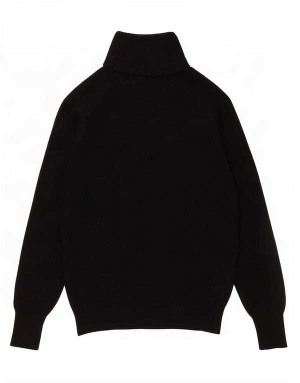 Zara Suéter feminino com gola redonda e gola redonda, 10 lã preta pequena