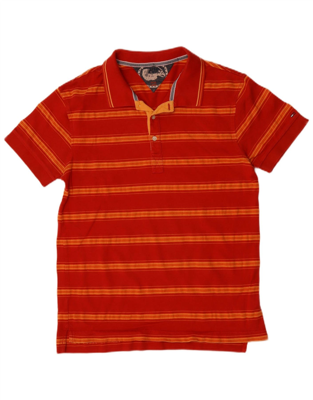 Camisa polo masculina TOMMY HILFIGER grande algodão listrado vermelho