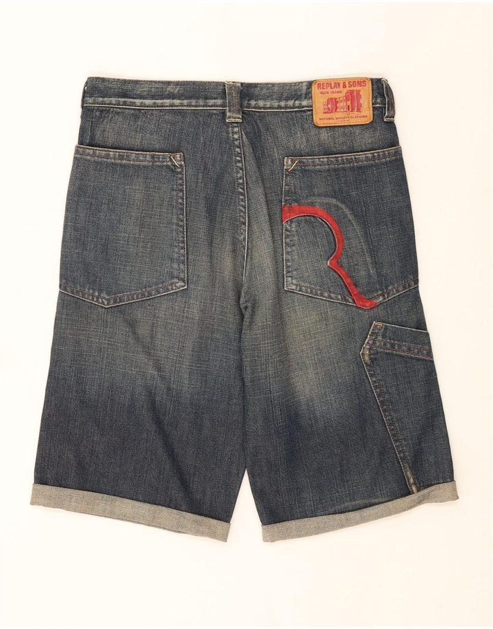 Shorts jeans masculino REPLAY 11-12 anos W29 algodão azul marinho