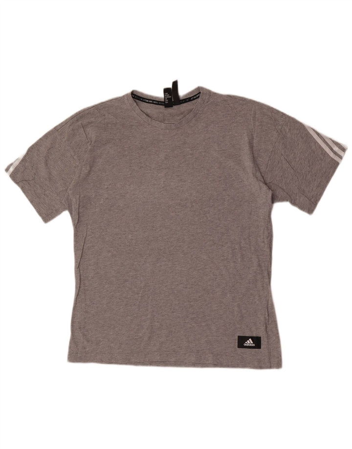 Camiseta masculina Adidas Top cinza médio manchado de algodão