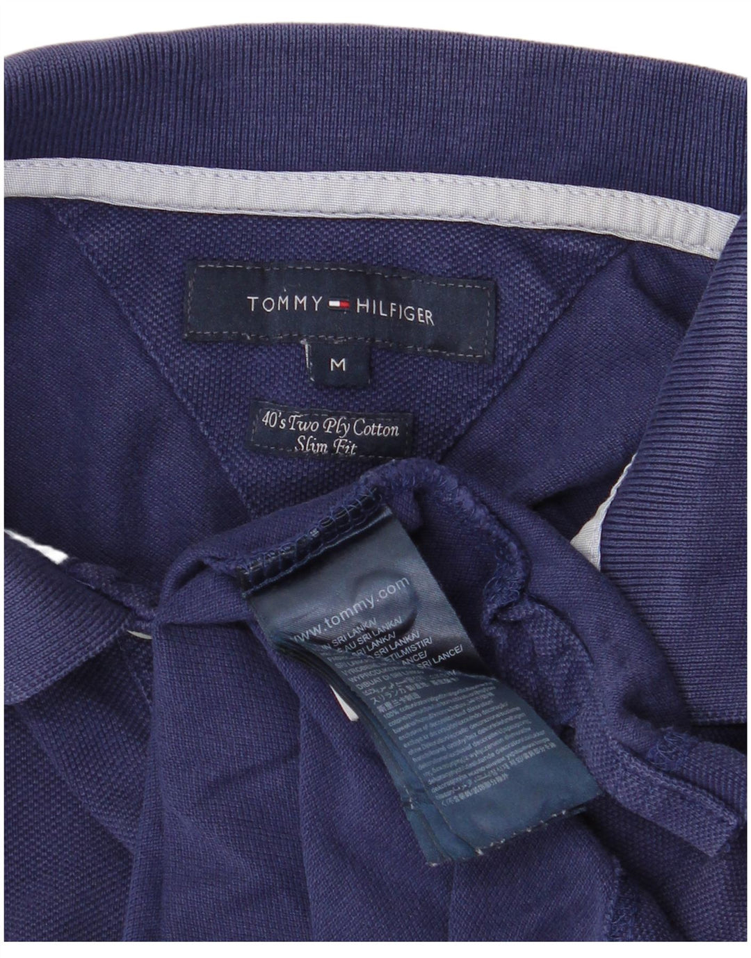 Camisa polo masculina Tommy Hilfiger Slim Fit média azul marinho