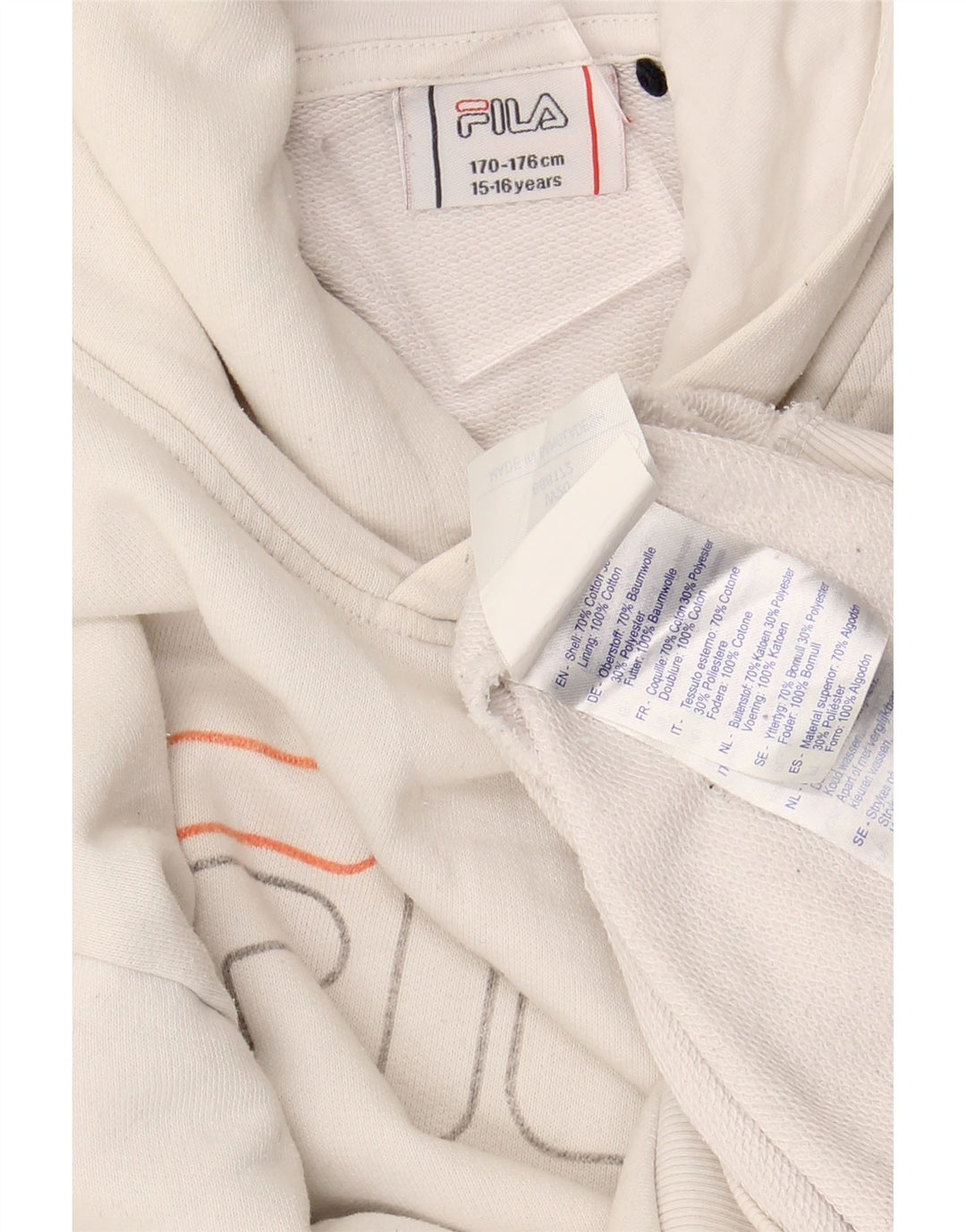 Pulôver com capuz gráfico FILA Boys 15-16 anos algodão branco