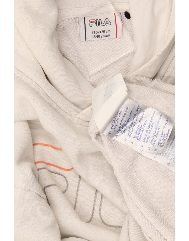 Pulôver com capuz gráfico FILA Boys 15-16 anos algodão branco