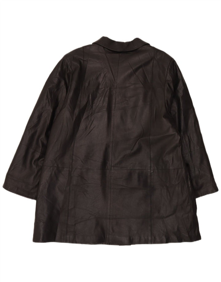 Casaco de couro superdimensionado feminino vintage IT 48 XL couro preto