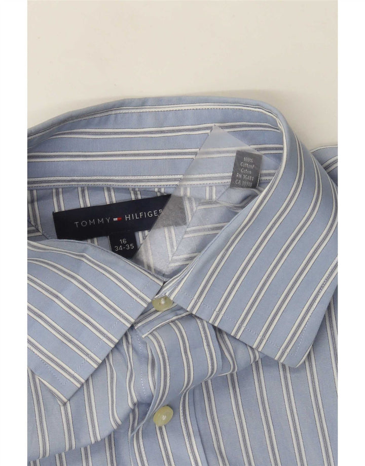 Camisa masculina Tommy Hilfiger tamanho 16 grande algodão listrado azul
