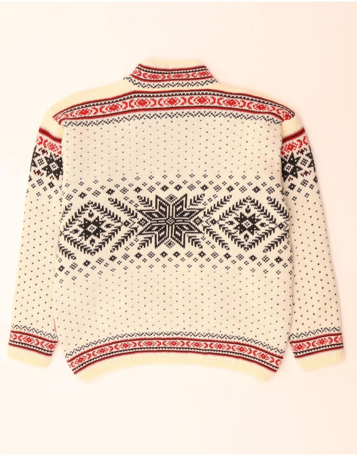 CAMPAGNOLO Suéter masculino com gola tartaruga, médio, branco, lã Fair Isle