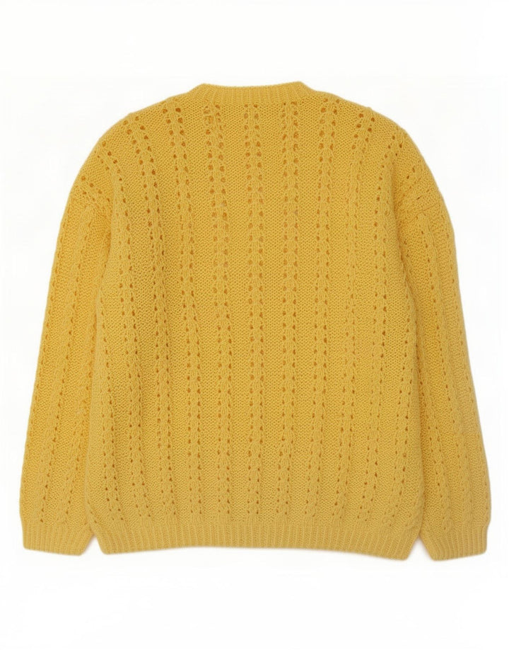 Suéter vintage masculino com gola tartaruga grande amarelo