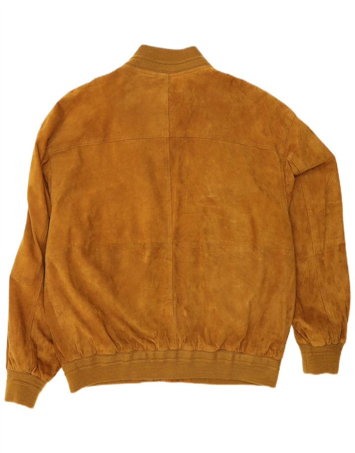 Jaqueta bomber masculina VINTAGE de camurça IT 50 grande couro marrom
