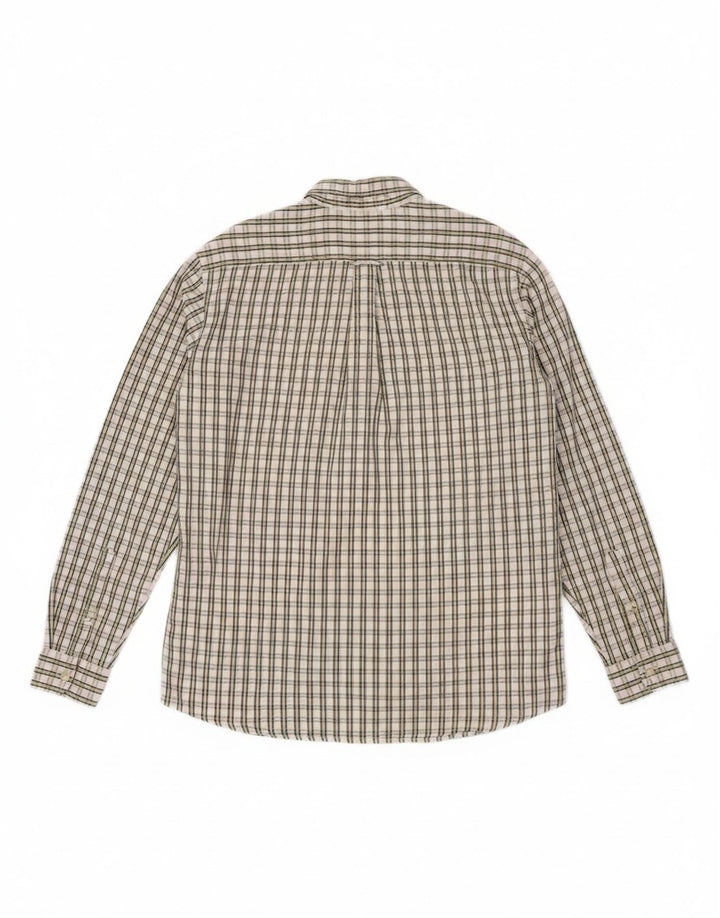Camisa masculina GANT de algodão xadrez branco médio