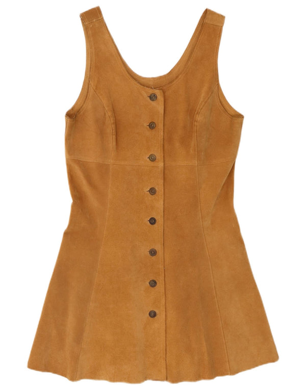 Vestido feminino vintage de camurça sem mangas IT 44 couro bege médio