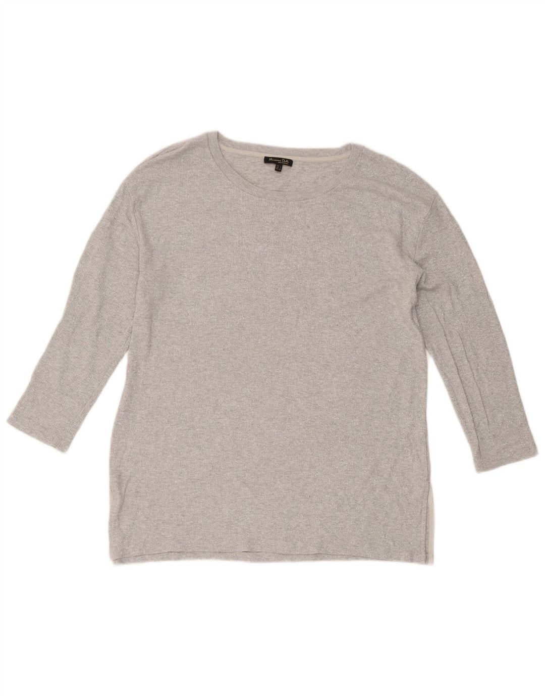Top feminino Massimo Dutti manga 3/4 Reino Unido 16 grande cinza