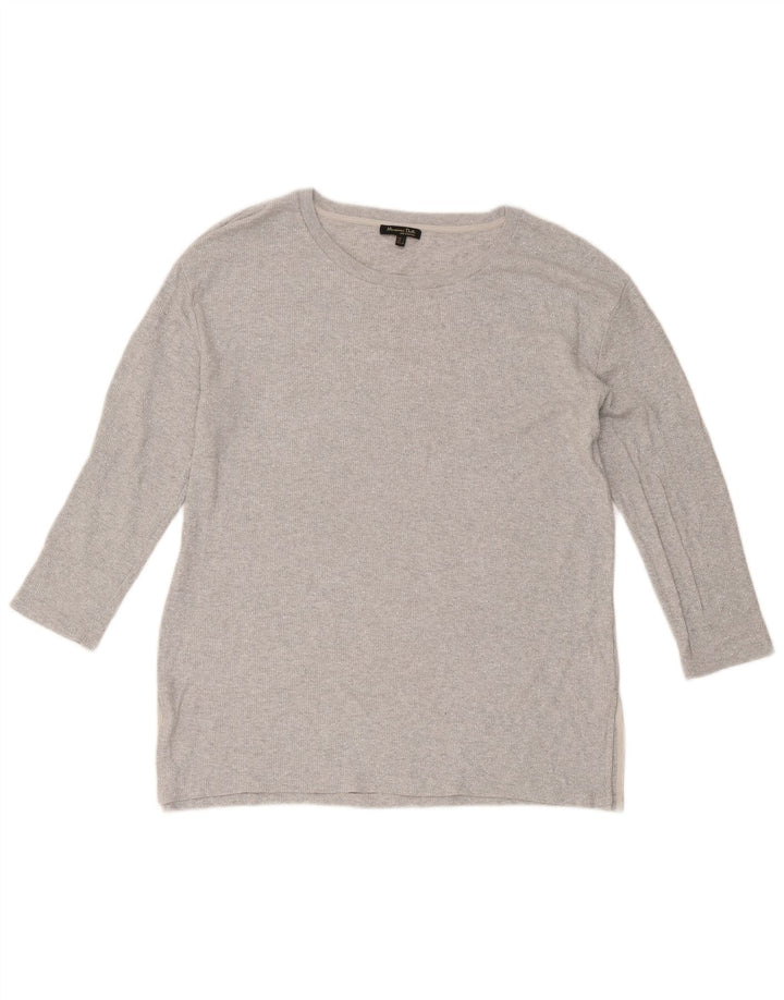 Top feminino Massimo Dutti manga 3/4 Reino Unido 16 grande cinza