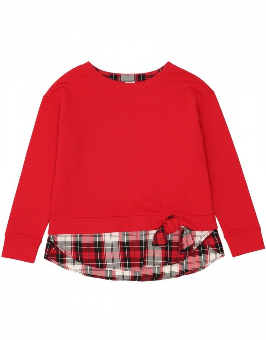 Top feminino Izod de manga comprida UK 14 grande algodão xadrez vermelho