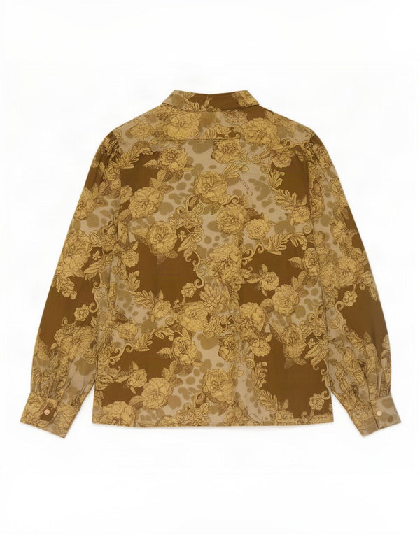 Blusa Camisa Feminina Vintage EU 42 Grande Bege Floral