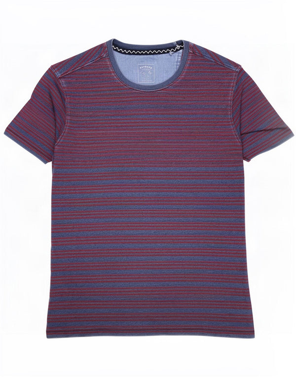 Camiseta masculina Fat Face Top grande algodão listrado azul marinho