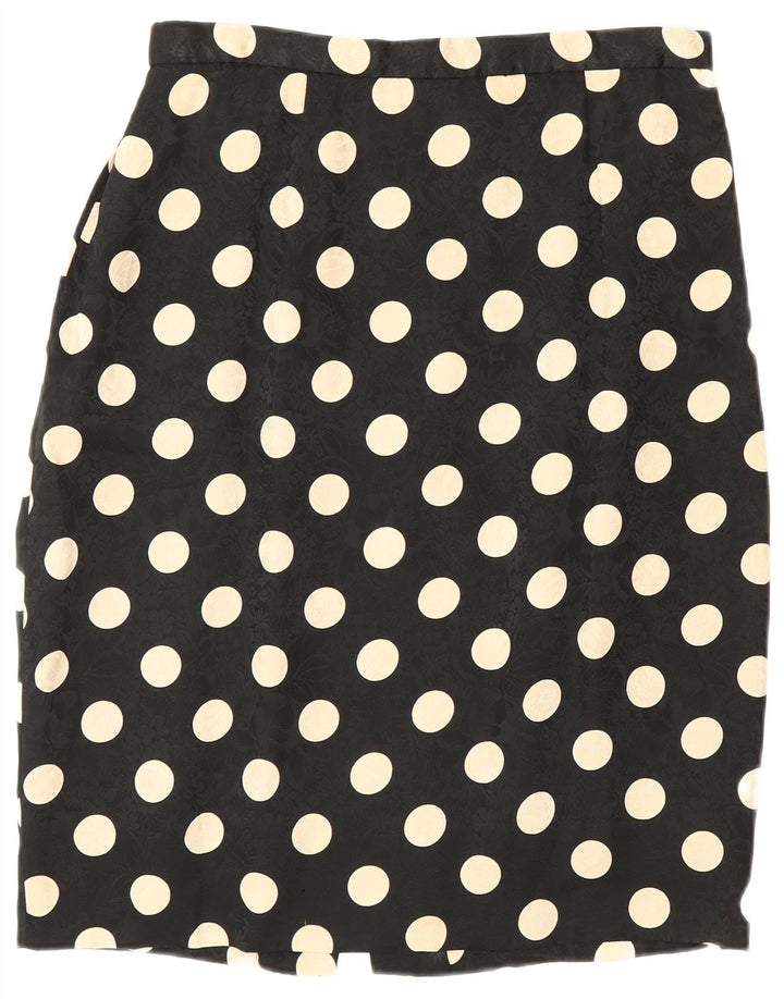 Conjunto de saia feminina vintage manga curta 2 peças Reino Unido 12 médio W28 preto