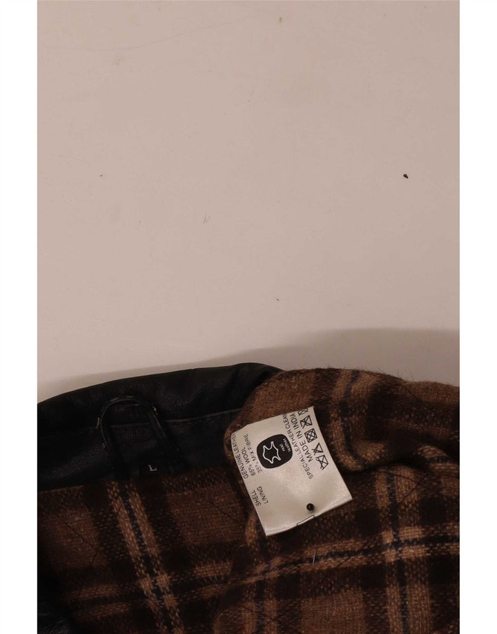 Jaqueta de couro masculina vintage UK 40 grande preta
