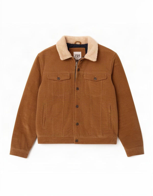 Jaqueta masculina de veludo Zara UK 40 grande bloco colorido marrom