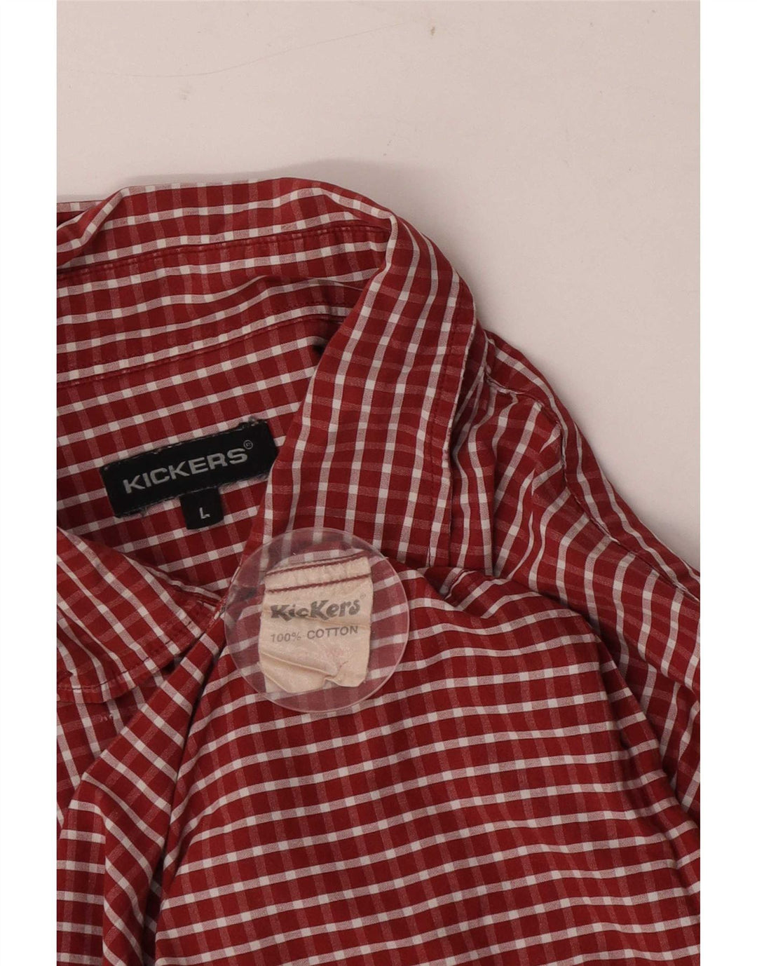 Camisa masculina de manga curta Kickers grande algodão xadrez vermelho