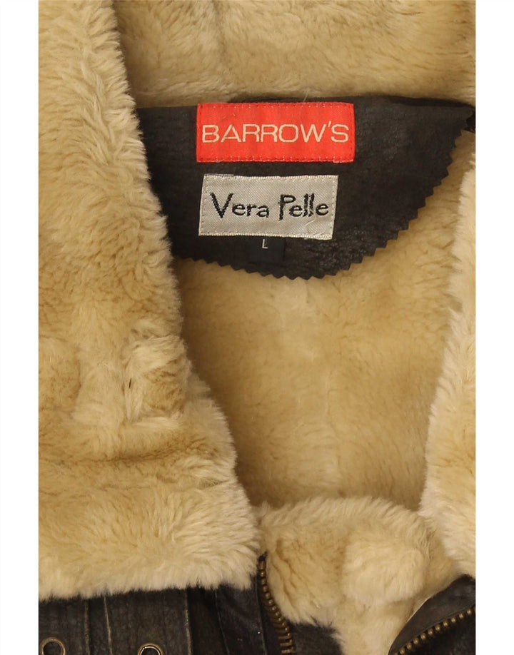 Jaqueta bomber masculina Barrow's Shearling Reino Unido 40 grande couro marrom