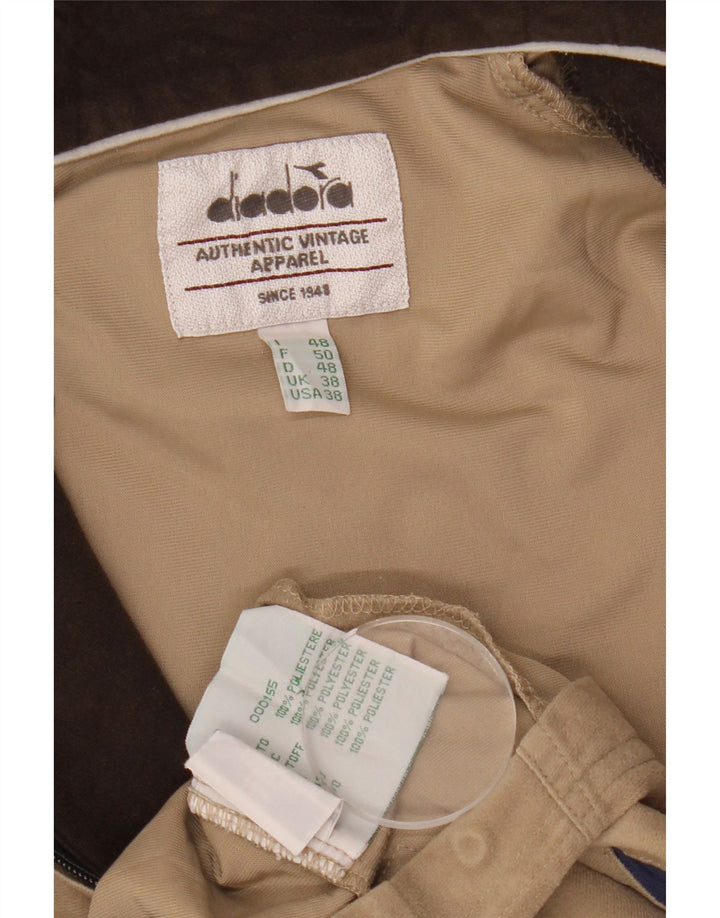 Diadora Mens Tracksuit Top Jacket UK 38 Medium Beige Colourblock Poliéster