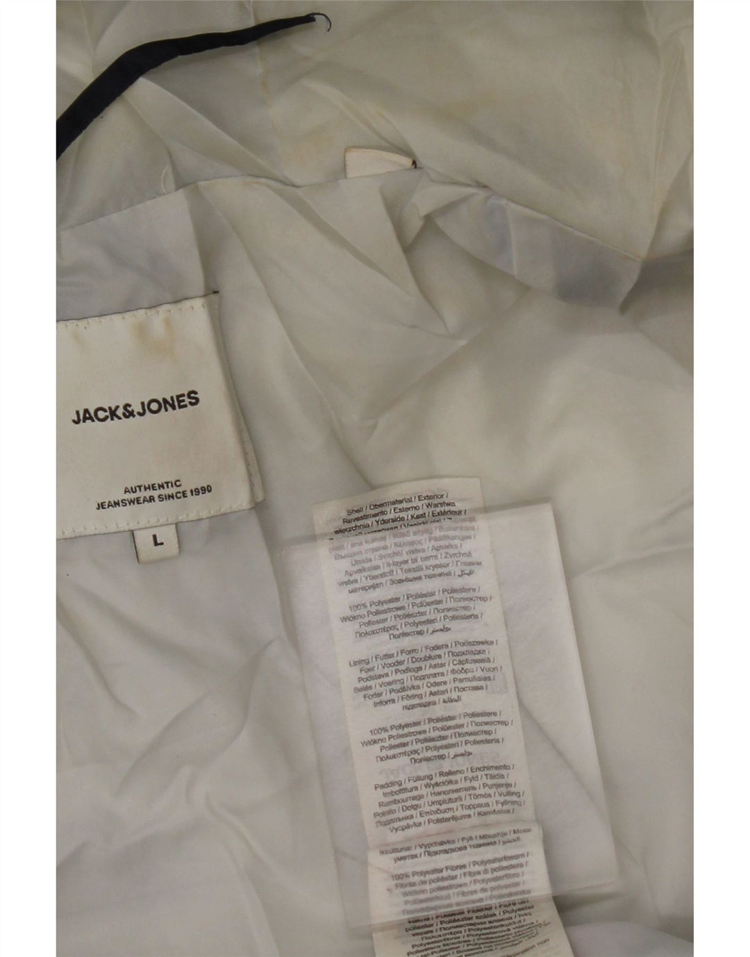 Jaqueta masculina acolchoada com capuz JACK & JONES Reino Unido 40 grande poliéster azul marinho