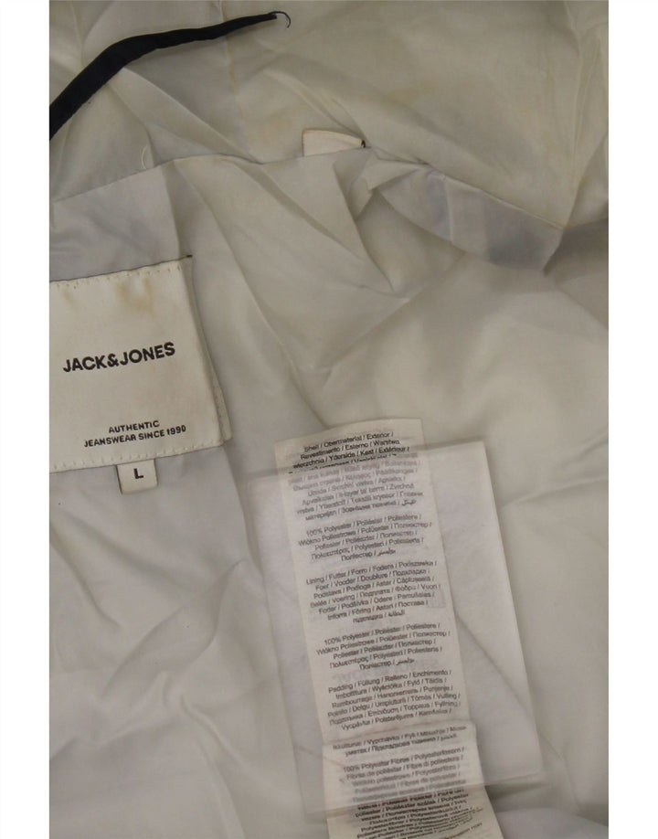 Jaqueta masculina acolchoada com capuz JACK & JONES Reino Unido 40 grande poliéster azul marinho