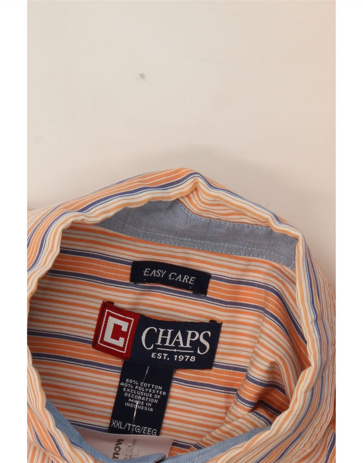 CHAPS Mens Shirt 2XL Orange Striped Cotton Vintage Chaps and Second-Hand Chaps from Messina Hembry 