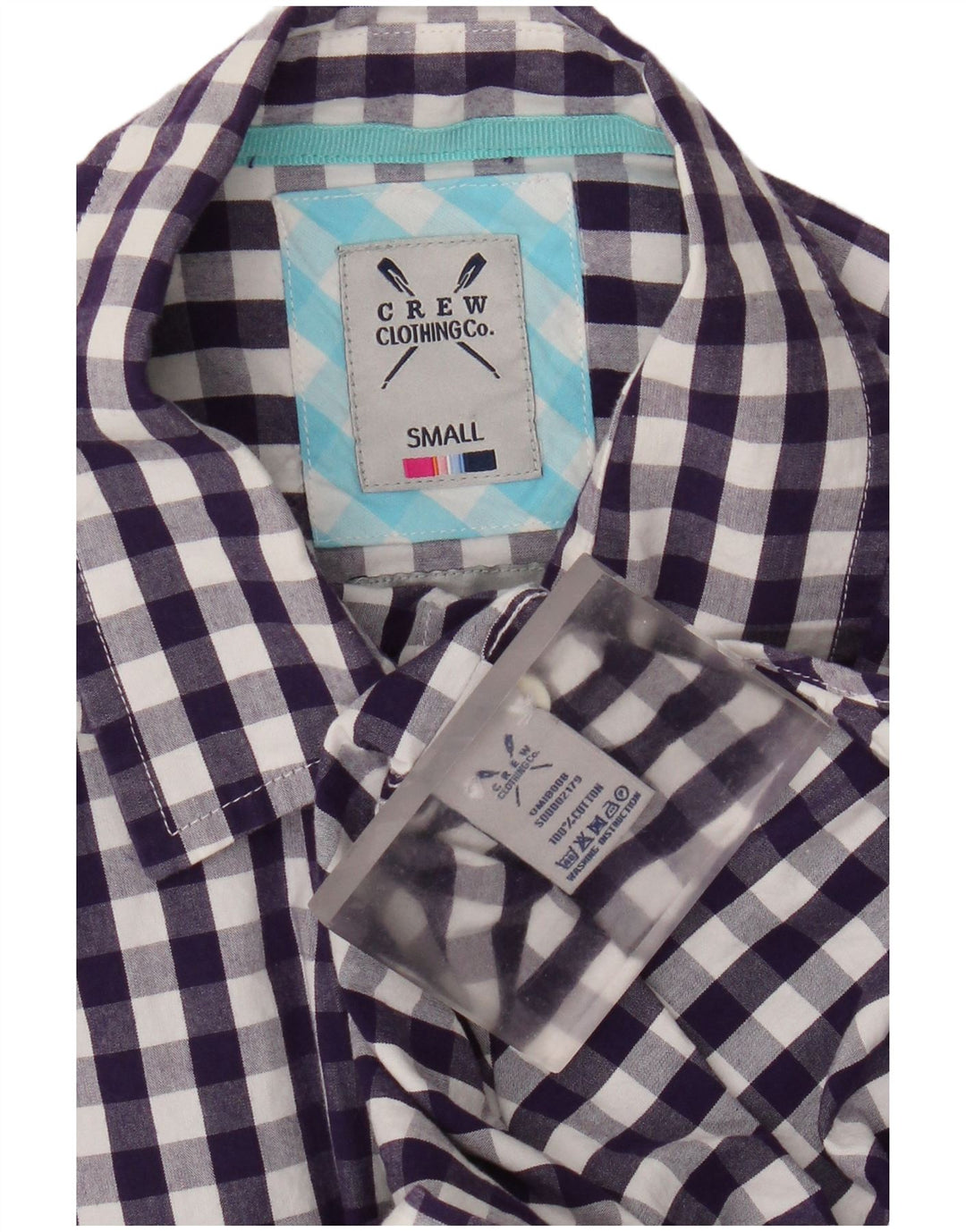 Camisa masculina da Crew Clothing, pequena, roxa, algodão guingão