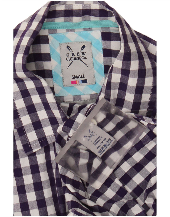 Camisa masculina da Crew Clothing, pequena, roxa, algodão guingão
