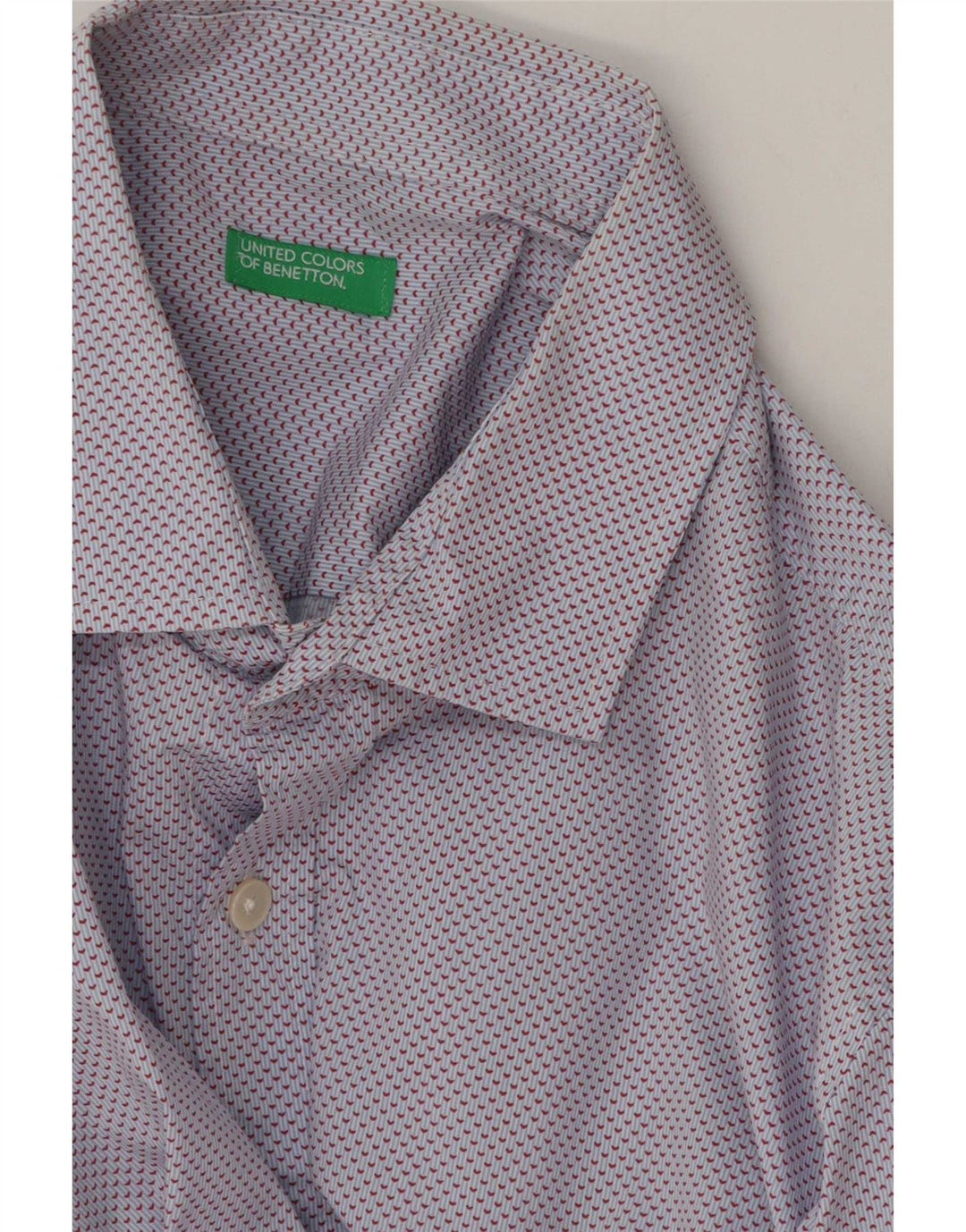 Camisa masculina Benetton médio azul manchado