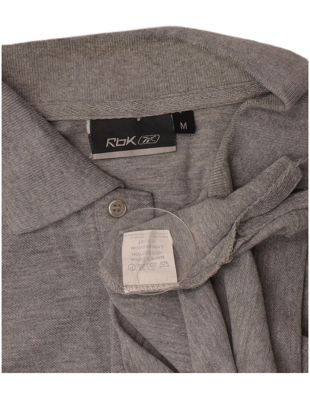 Camisa polo masculina Reebok algodão cinza médio