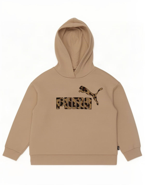 Jumper com capuz gráfico feminino Puma 9-10 anos algodão bege