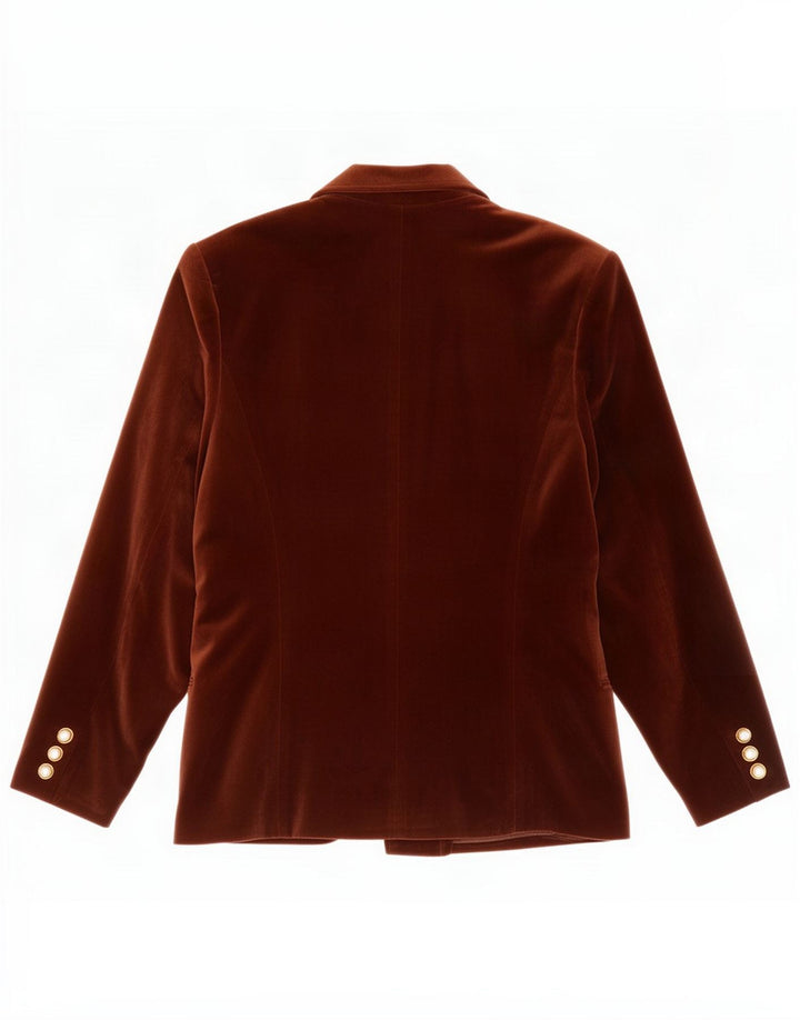 Jaqueta blazer feminina de veludo duplo breasted vintage IT 42 marrom médio