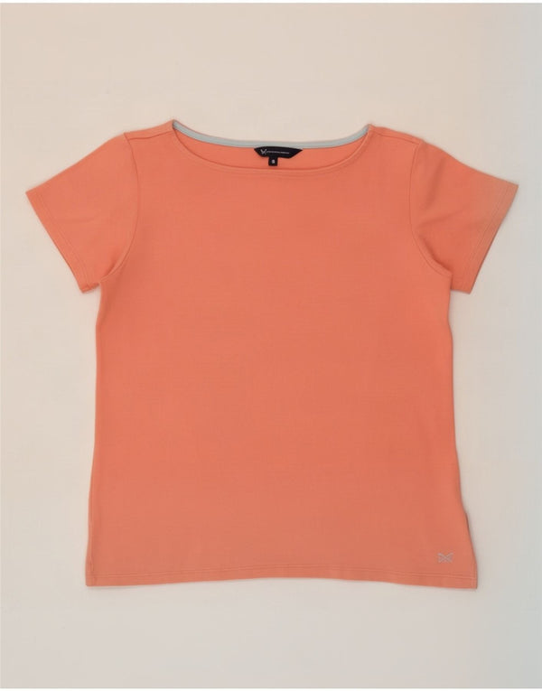 Camiseta feminina Crew Clothing Top UK 8 pequeno algodão rosa