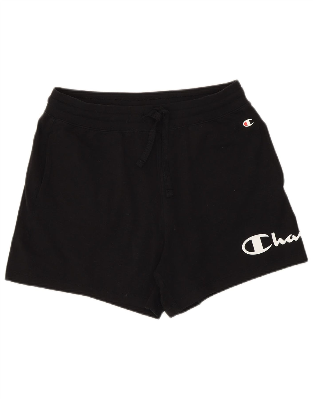 Shorts esportivos gráficos femininos Champion UK 12 médio algodão preto
