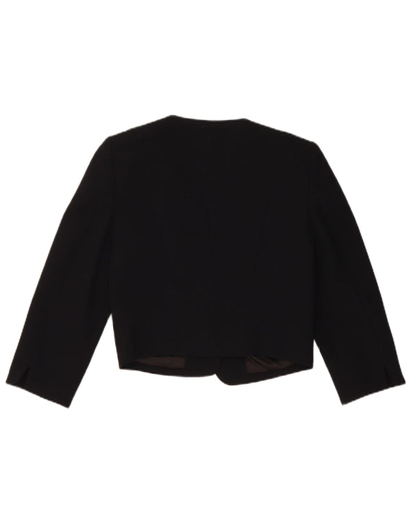 Monsoon Womens Crop Open Blazer Jacket UK 10 Pequeno Poliéster Preto