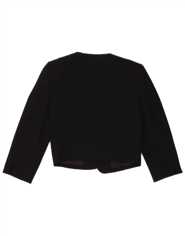 Monsoon Womens Crop Open Blazer Jacket UK 10 Pequeno Poliéster Preto