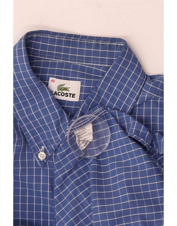 Camisa masculina Lacoste tamanho 40 algodão xadrez azul médio