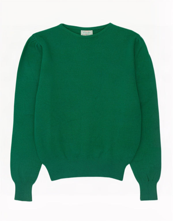 Suéter feminino Benetton com gola canoa IT 48 XL lã virgem verde
