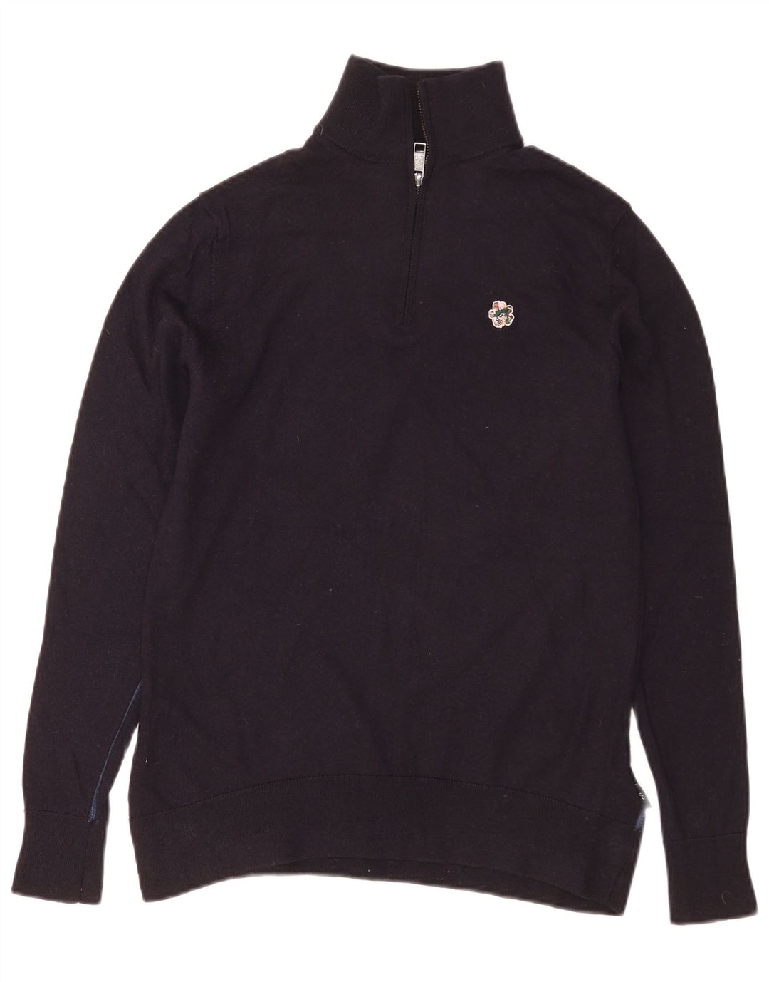 Suéter masculino Ted Baker com zíper e pescoço, tamanho 3, médio, azul marinho, lã
